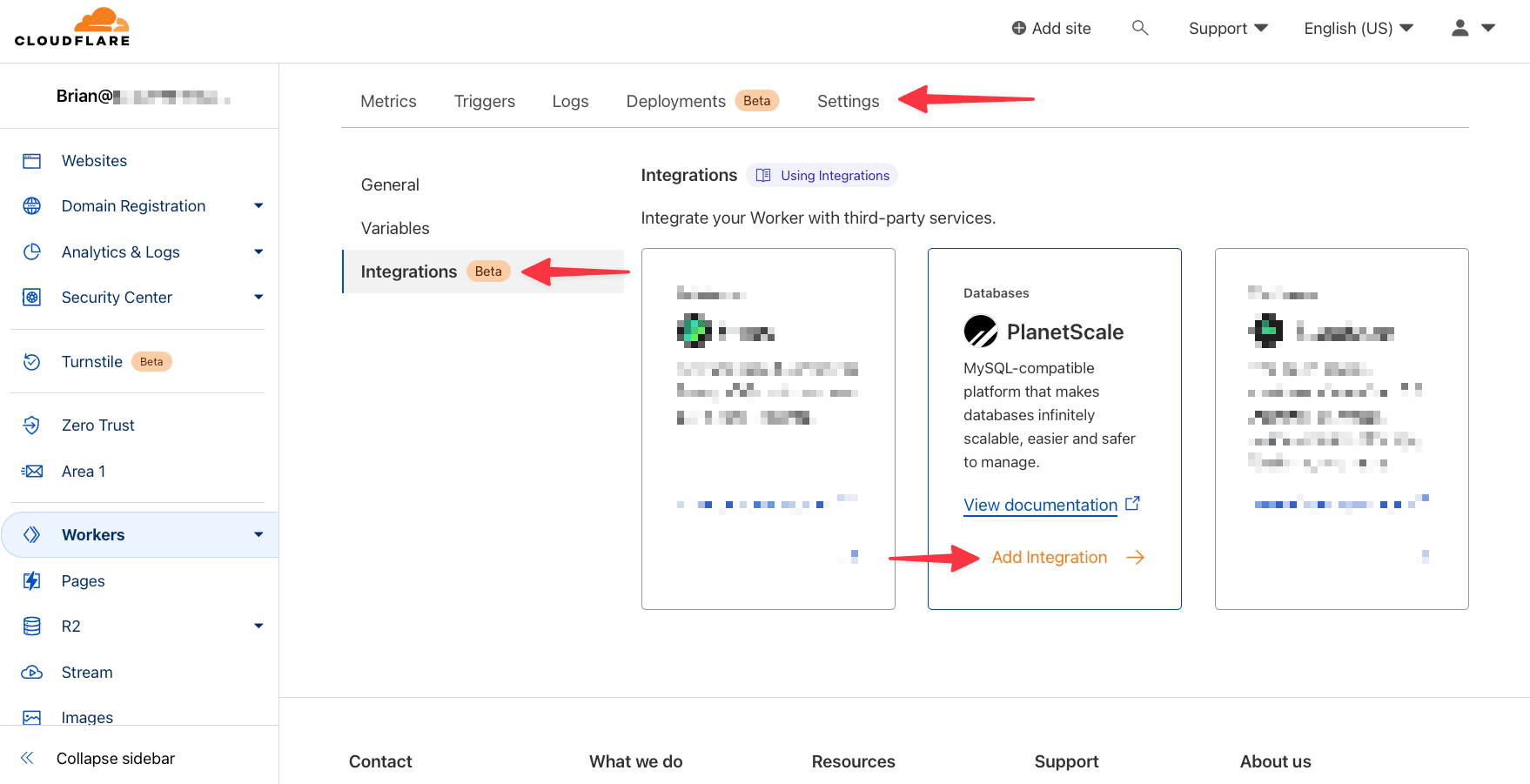 PlanetScale Cloudflare integration wizard - step 2